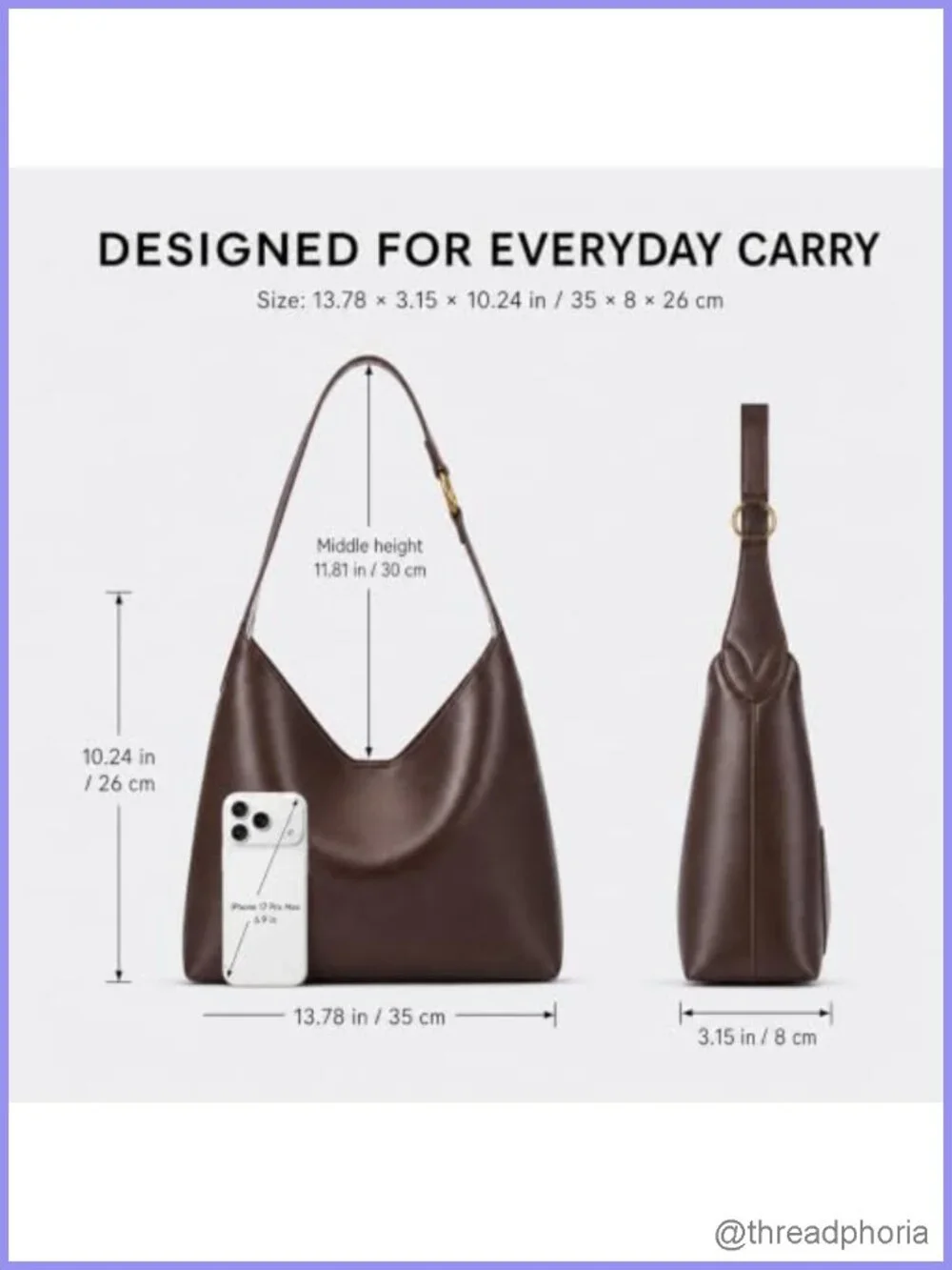 Vegan Leather Hobo Shoulder Bag Tote Satchel Purse with Snap Pocket